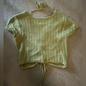 Crochet Knit Top in Light Green